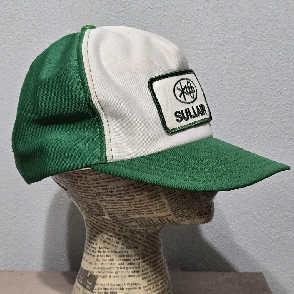 Vintage Sullair Air Compressor Hat Logo Foam Snap Back Trucker Baseball Farm Cap